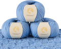 100% Merino Wool Yarn 3-Ply Luxurious and Soft Yarn for Hand Knitting & Crocheting (Sky Blue,3Balls)