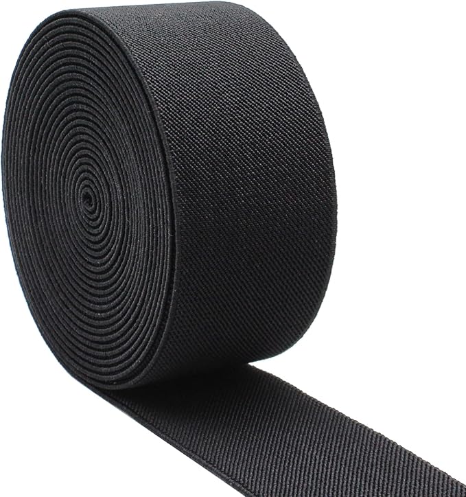 Dortrue 2 Inch 5 Yards Black Sewing Elastic Band Heavy Stretch High Elasticity Elastic Spool for Sewing Pants Waistband, Straps, Craft DIY Projects