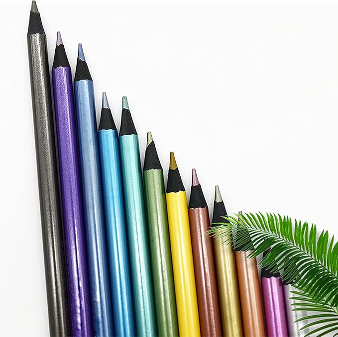 12pcs Metallic Non Toxic Colored Drawing Pencils 12 Color Drawing Sketching Color Pencil