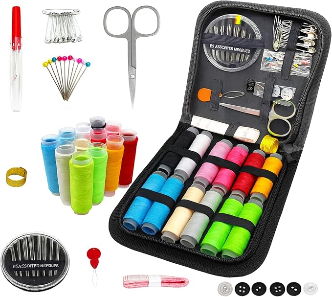 FREFTA Sewing Kit for Adults Beginner and Professionals, Home, Travel Mini Sewing Kit with Sewing Pins and Needles,Seam Rippers,Thread,Threaders for Hand Sewing with Scissor and Accessories