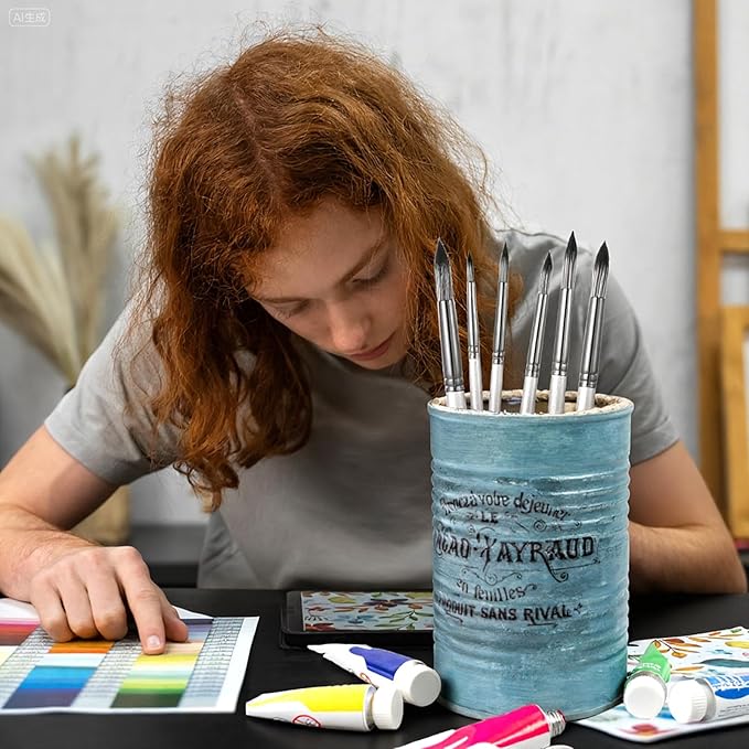 6Pcs Round Pointed Tip Paint Brushes Set Filbert Paint Brushes Nylon Paints Brush for Paints by Number for Acrylic Oil Watercolor Gouache Painting Nylon Hair Art Brush for Beginners Professionals