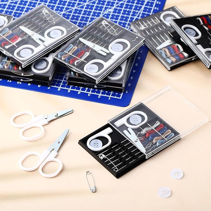 Knitgrip 72 Boxes Mini Travel Sewing Kit Bulk Small Sewing Kit Pre Threaded Needle Portable Scissors Needles Threads Pin Buttons Portable Box Tools for Beginner DIY Home Travel, Assorted Colors