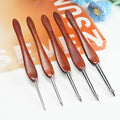 SEVENSUN Mimosa Crochet Hooks Set 5 Pack of 2.5mm 3.5mm 4.5mm 5.5mm 6.5mm Crochet Hook, Hand Polished Ergonomic Crochet Hooks, Stainless Steel Crochet Hook, Wood Handle