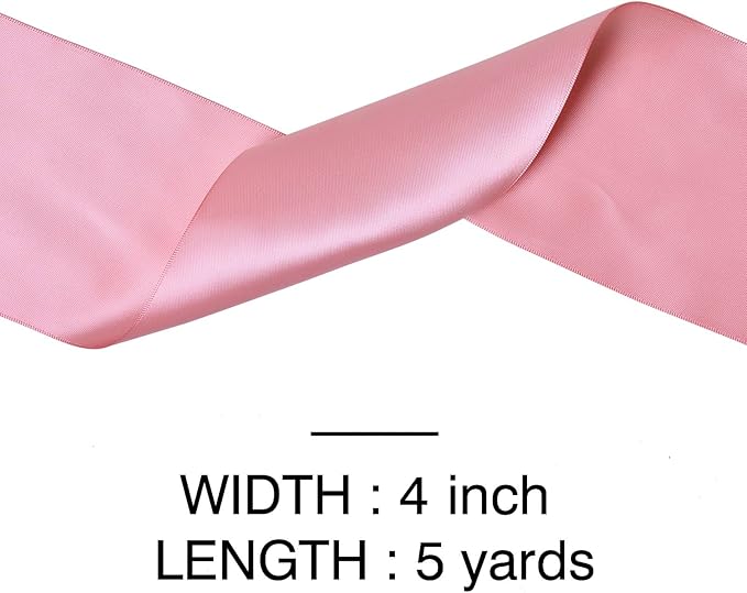 YAMA Rose Gold Double Faced Satin Ribbon, 4 Inch 5 Yards, Dusty Pink Ribbon Great for Crafts Bows Flower Bouquet Wedding Home Decor Gift Wrapping