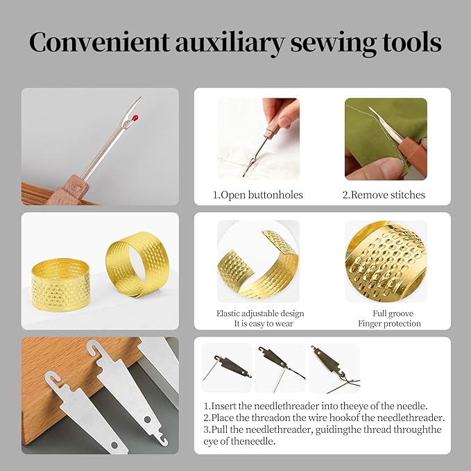 Obear 43-Piece Sewing Kit for Adults and Beginners,Big Eye Stainless Steel Sewing Needles Kit for Hand Sewing with Needle Threader and Seam Ripper