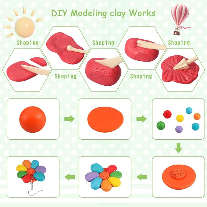 CiaraQ Polymer Clay Starter kit, Oven Bake Modeling Clay with Sculpting Tools, 60 Colors, 3.24 lb