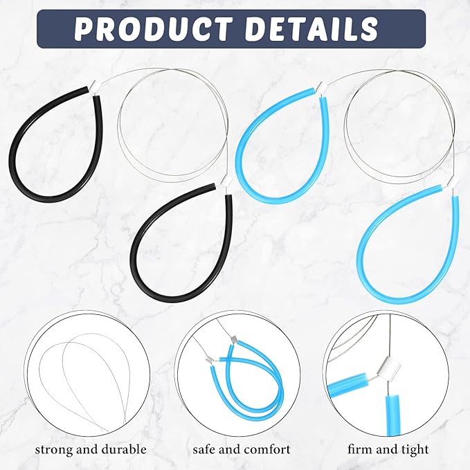 4 Pcs Clay Cutters Wire Steel Wire Clay Cutter Pottery Tools Cut Off Tools with Rubber Handle for Artist Sculpting Cheese Dough, Black, Blue