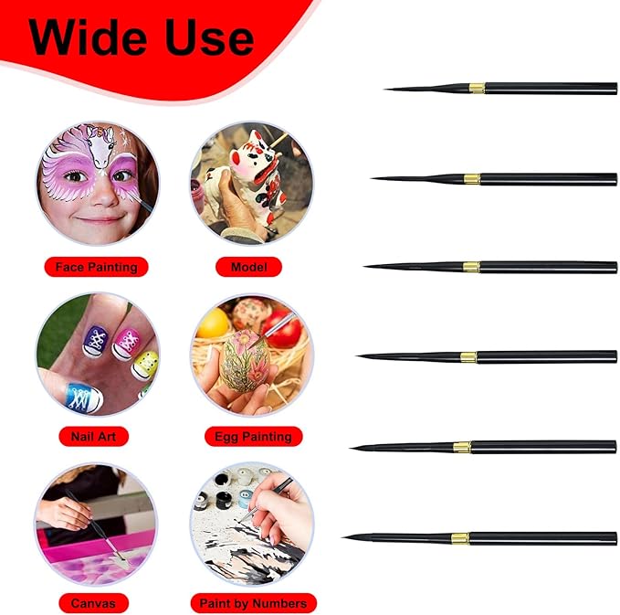 6Pcs Paint by Numbers Kit for Adults Acrylic Paint Brushes Set,Professional Fine Tip Detail Paintbrushes for Watercolor Gouache Oil Face Painting,Models,Figurine,Craft