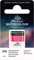 PHOENIX Professional Watercolor Paint - Single Watercolor Half Pan - Quinacridone Red 345
