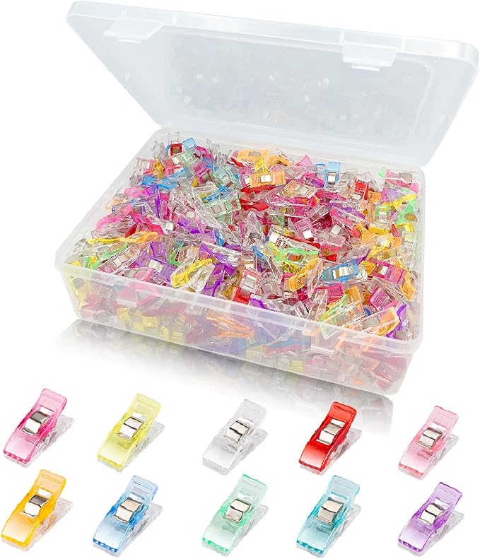 Sewing Clips, 450 Pcs with Plastic Box, KOLUPA Assorted Colors Fabric Clips for Quilting, Clamps for Crafts