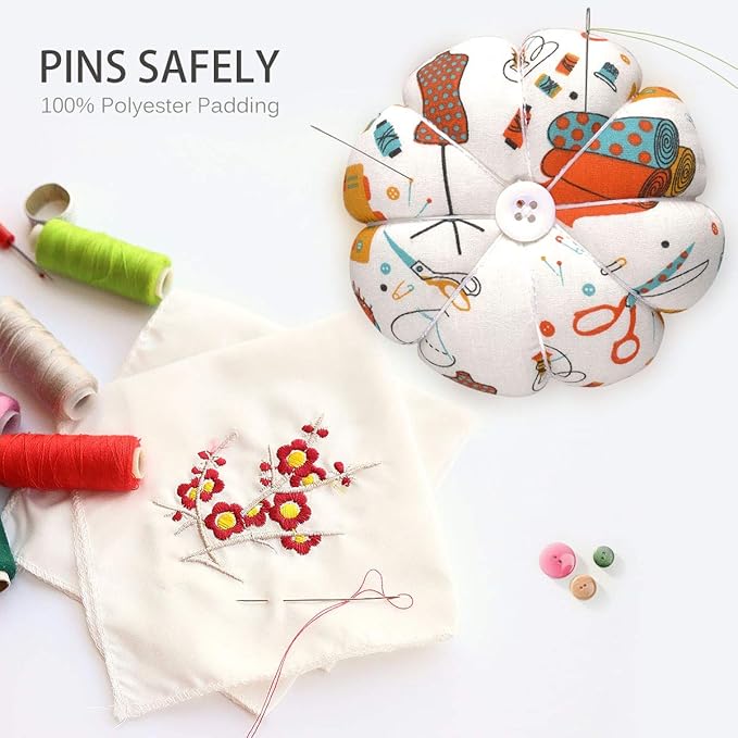 eZAKKA Pin Cushions for Sewing, Wrist Pin Cushion Cute Sewing Pin Holder Needle Pincushions (Sewing Necessities Pattern White)