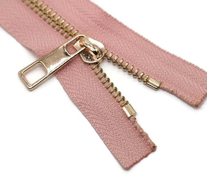 #5 Gold Metal Zipper - 50+ Colors - 3 PCS - (4-14 inches) Sizes - Luxury Lightweight Handcraft Metal Zippers with pulls for Purses Bags Pockets Shoes Sewing & Crafts DIY ZP022012