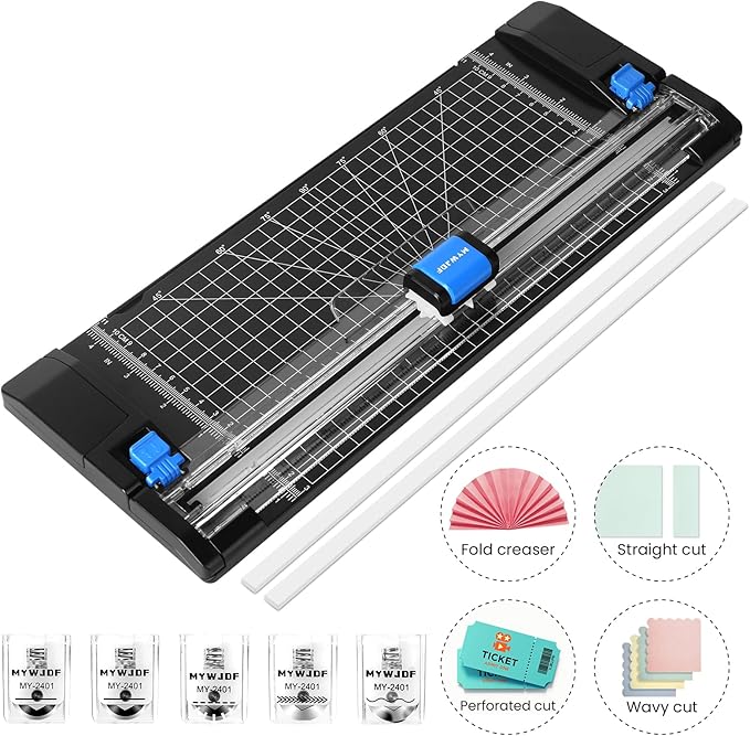 Paper Cutter Personal Rotary Trimmer Paper Trimmer Paper Cutter for cardstock withAutomatic Security Safeguard and Side Ruler for Craft Paper, Coupon, Label and Cardstock,12 inch Black Paper Cutters