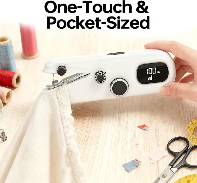 Handheld Sewing Machine, Portable Mini Sewing Machine with LCD Display, 3-Speed, Rechargeable Battery & Complete Sewing Kit for Beginners, Adults, Home DIY Fabric Repair