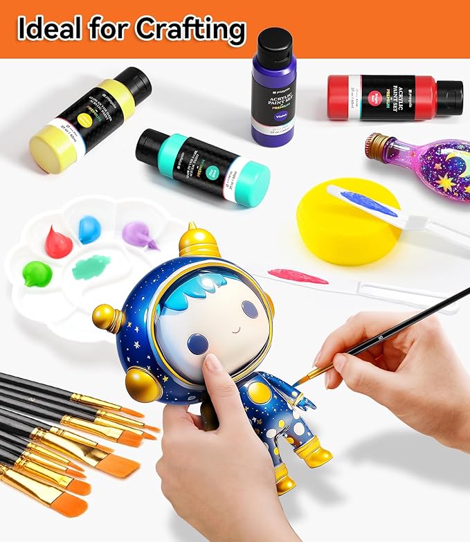 40 PCS Classic & Glow in the Dark Acrylic Paint Set with 12 Brushes, 2 Knives & Palette, 24 Colors Art Craft Paint for Beginners, Canvas Ceramic Rocks Wood Painting Kit Art Supplies