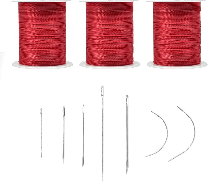 Extra Strong Upholstery Thread Repair Sewing Kit,Polyester Thread for Sewing with 7 Size Sewing Needles for Furniture,Leather&Canvas Stitching,70m/Spool (Red)