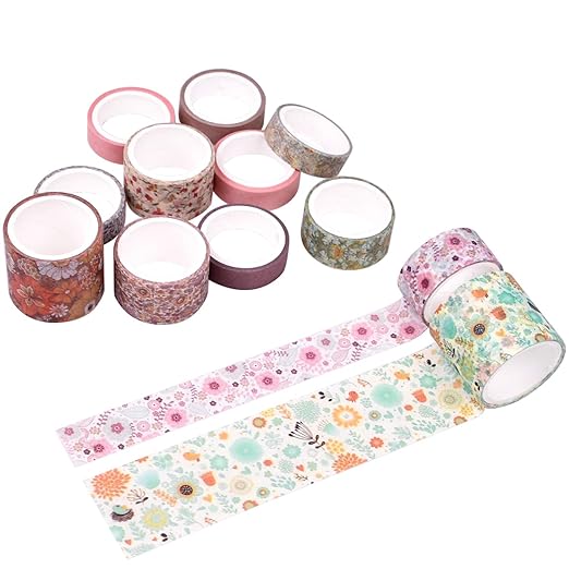 12 Rolls Fall Washi Tape Set, Japanese Decorative Autumn Leaf Floral Washi Tape for Scrapbook,DIY,Crafts,Planners