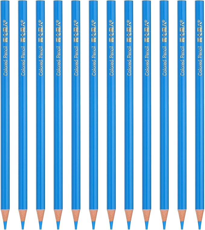 PATIKIL Sky Blue Colored Pencils Set,12 Pcs Oil Color Pencils Wooden Coloring Drawing Pencil for Artists Art Painting