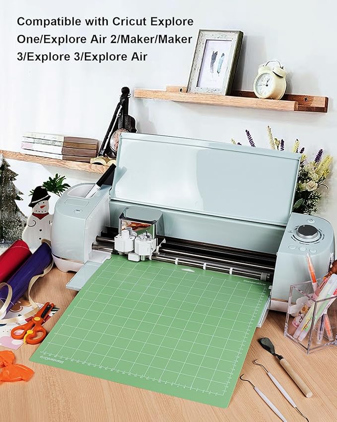 Gwybkq Cutting Mat, Compatible With Maker 3/Maker/Explore 3/Air 2/Air/One 12 Pack 12x12 Cut Mats Replacement Accessories Adhesive Sticky Green Cricket Standard Card