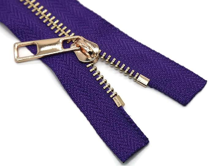 #5 Gold Metal Zipper - 50+ Colors - 3 PCS - (4-14 inches) Sizes - Luxury Lightweight Handcraft Metal Zippers with pulls for Purses Bags Pockets Shoes Sewing & Crafts DIY ZP022512