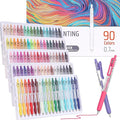 90 Colors Acrylic Gel Pens for Adult Coloring Books, 0.7mm Fine Tip Pens Marker with Press Design, Quick Dry Gel Pen for Paper, Canvas, Rock, Glass, Wood