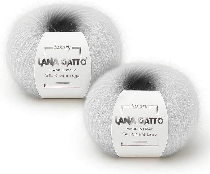 Silk Mohair Luxury Yarns, Premium and Soft Blend for Knitting, Made in Italy (White - 6027, 2)