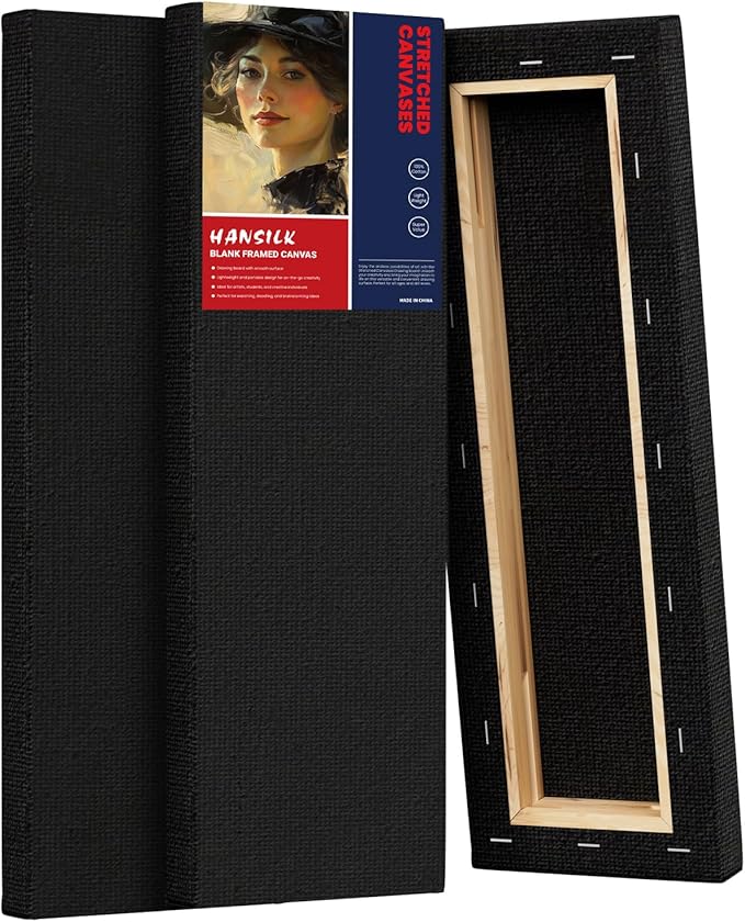 Stretched Canvas for Painting 4x12 Inch (3Pack) - 100% Cotton Triple Primed White Artist Canvas Boards, Blank for Acrylic, Oil, Watercolor - Professional Art Supplies