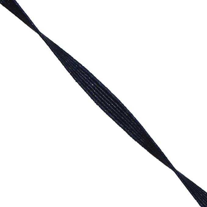 Mandala Crafts 6mm 50 Yds Roll of Navy Blue Elastic Bands for Sewing - 1/4 Flat Elastics Cord - 1 4 Inch Braided Stretch Straps for Crafting