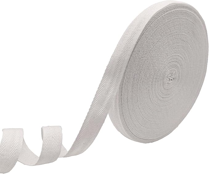 White Herringbone Twill Tape Ribbon 3/4 inch for Sewing,Ties,Gift Wrapping Home Deco - 40 Yards Natural Fabric Cotton Webbing Straps- Bias Binding Tape for Handles, Hoodie, DIY Crafts &Projects