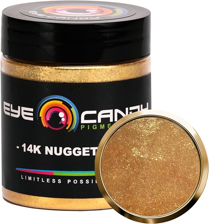 Eye Candy Pigments Premium Gold Mica Powder - 14k Nugget Gold (25gr) - for Epoxy, Resin, Soap, Paint, Woodworking, Acrylic Pouring, Bath Bombs, Fishing Lures - DIY Arts and Crafts Additive