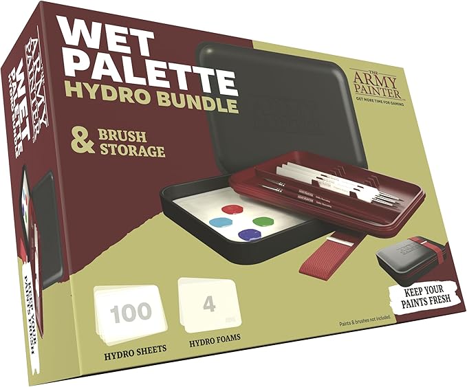 The Army Painter Hydropack Bundle Stay Wet Palette for Acrylic Painting - Acrylic Paint Palette, 100 Pcs Palette Paper, and 4 Wet Pallet Sponges