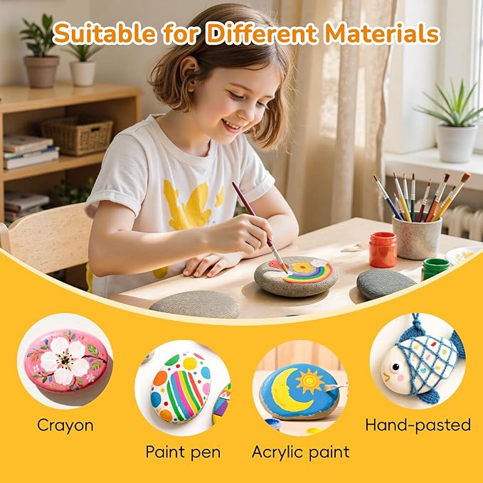 Simetufy 12Pcs Rocks for Painting, 5-6 Inch Extra Large Flat Painting Rocks for Mandala, Smooth Stones for Art & Crafts, Kindness Stone, DIY Home Decoration