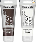 MEEDEN Acrylic Paint Vandyke Brown: 100ml/3.38oz Heavy Body Acrylic Paint Tube Bundled with Additional Titanium White Color for Art Craft Painting