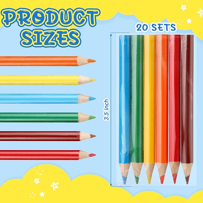 Cholemy Mini Colored Pencils 3.5 Inch Portable Short Color Pencil Bulk Coloring Pencils Pre Sharpened Drawing Colored Pencil for Painting Gift 6 Color