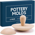 2-Pack Pottery Molds | Create Bowls & Plates | Includes 4.5" and 6.5" Ceramic Top Forms | Interchangeable Handle