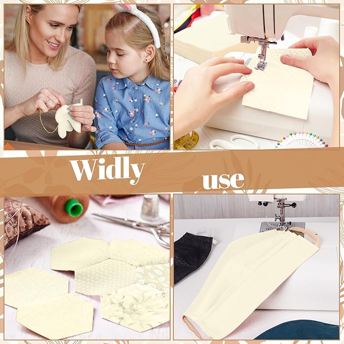 Mixweer 300 Pcs 4 x 4 Inches Cotton Fabric Squares Precut Quilting Fabric Bundles Solid Colors Quilt Material for DIY Craft Sewing Embroidery(Beige)