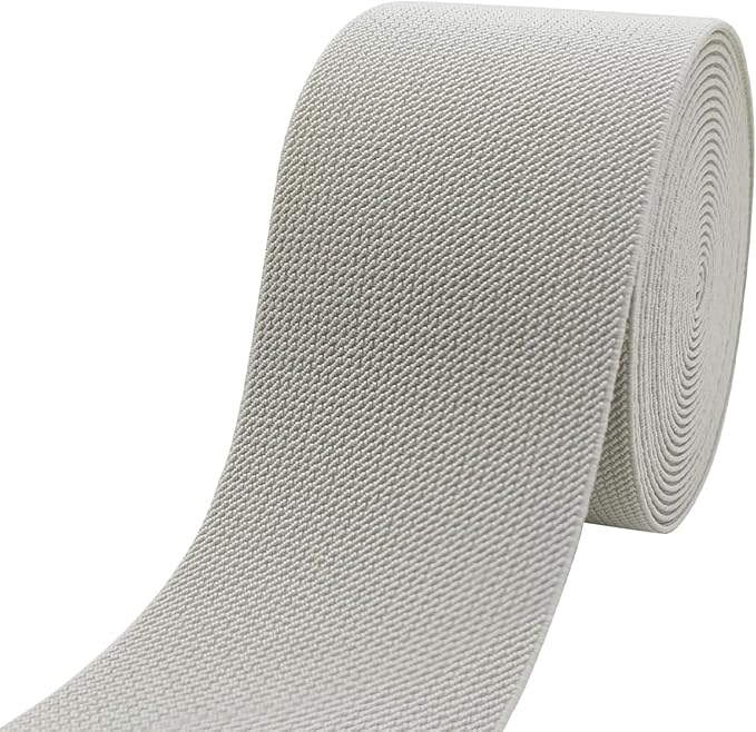 Gray Knit Elastic Band 3 inch 5 Yards Double-Side Twill Woven Elastic Heavy Stretch Elastic Spool for Sewing Pants Waistband, Wigs, Skirts, Craft DIY Projects (#29)