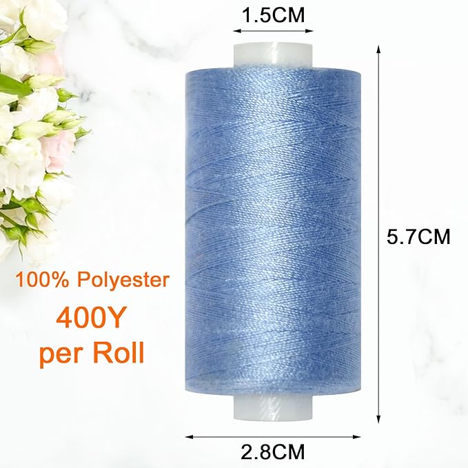 All Purpose Sewing Thread-2 Spools of Hand Polyester Sewing Thread for Sewing Machine for Hand and Machine Sewing(Sky Blue, 2 spools)