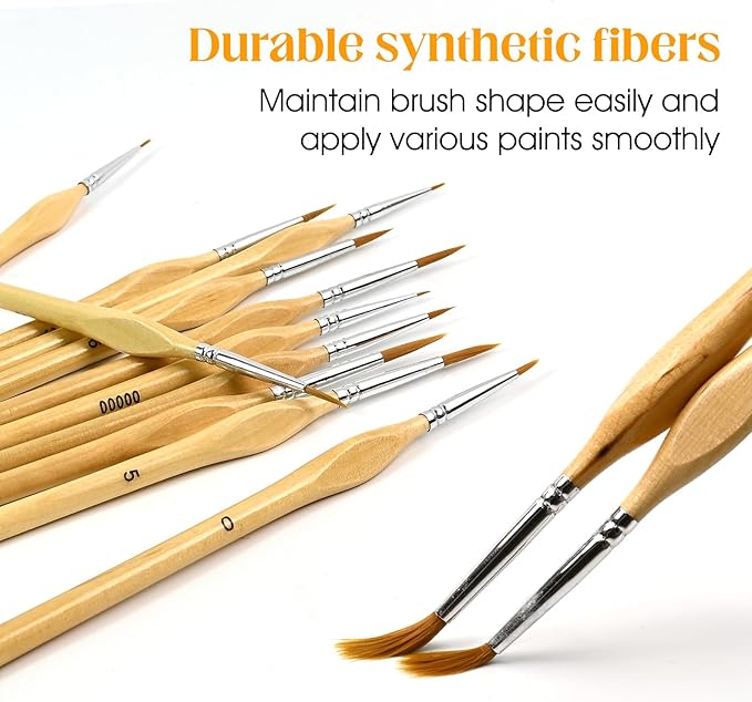 11 Pcs Miniature Paint Brush Set,Small Brushes for Fine Detail & Art Painting Brushes for Acrylic, Watercolor, Oil, Models,Face, Paint by Number, Figurine Crafts