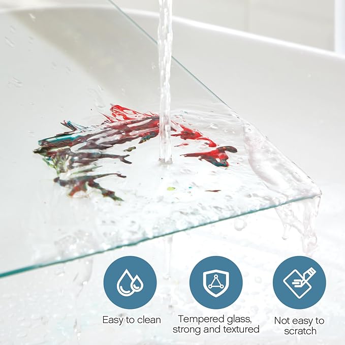 Nuanchu 1 Pcs 12 x 16 Inches Clear Tempered Glass Palette for Oil Painting Keeps Wet Paint Fresh Scratch Resistant Easy Clean up for Palette Artist Supplies DIY Color Mixing