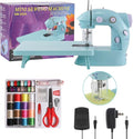Sewing Machine for Beginners with Expansion Table and Foot Pedal and 42Pcs Sewing kit Finger Guard & Light Mini Small Portable Sewing Machines 2-Thread 2-Speed 2-Switches for Kids Ages 8-12