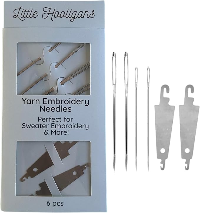 Premium Large Eye Needles Hand Embroidery, Sewing, Crafting, Yarn, Sweaters - 6pcs with 2 Needle Threaders