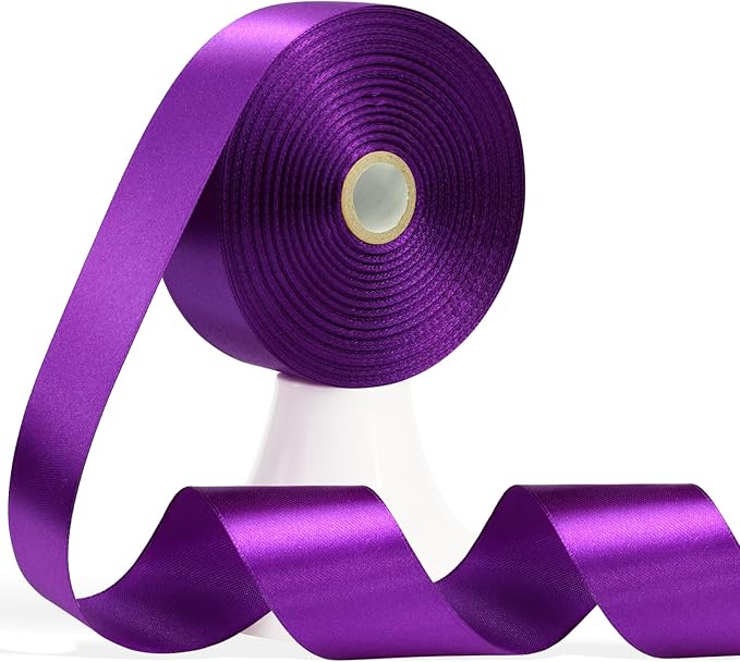 60 Yards Purple Satin Ribbon 1-1/2 Inch, Solid Dark Purple Polyester Fabric Ribbon for Gift Wrapping, Crafts, Flower Bouquet, Wedding, Festival, Christmas, Halloween