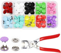 Sewing Kit with 100PCS Metal Buttons – Manual Pliers Tool Included,Manual Pressure Five Claw Buckle Pliers for Sewing with Fastener Tool for DIY Crafts,S Ewing,Clothes (Type B)