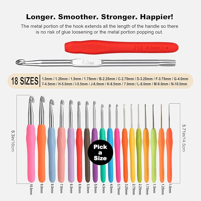 2Pcs 1.25mm Small Crochet Hooks, Ergonomic Small Lace Crochet Hook for Beginners, Crochet Needles for Crocheting, Smooth and Comfortable for Arthritis (1.25mm)