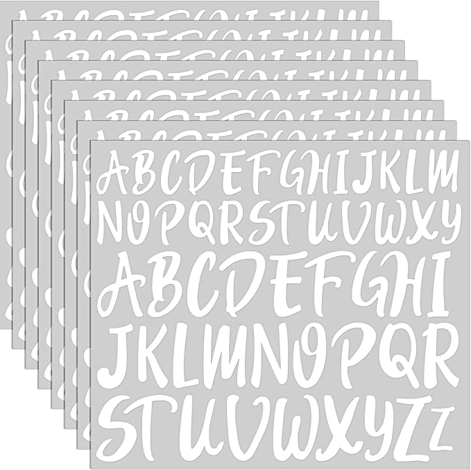 TaoBary 416 Pcs Christmas Letter Stickers 8 Sheets Alphabet Stickers 2 Size Vinyl Cursive Self-Adhesive Letter Personalized Decor for Scrapbooking Water Bottle Christmas Craft(1'', 1.5'',White)
