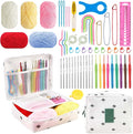 HATINXIA 58pcs Crochet Kit Beginners, Crochet Hook Set with Yarn, Portable Crocheting Kit for Starter, Ergonomic Crochet Needles Tools DIY Knitting Accessories for Experienced Crochet Lovers, Cactus