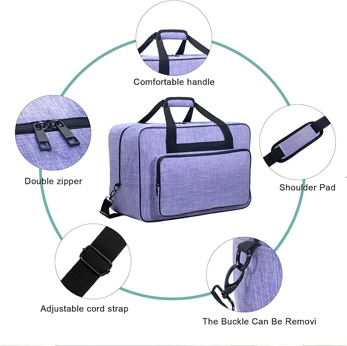 Sewing Machine Carrying Case，Sewing Machine Carrying Case Tote Bag，Universal Tote Storage Bag with Pockets and Handles, Suitable for Most Standard Singer, Janome (PURPLE)