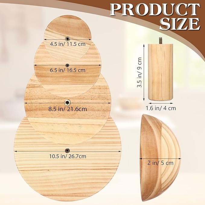 4 Pack Pottery Molds 4.5'' 6.5'' 8.5'' 10.5'' Thickness 2'' Plaster Molds Wood Pottery Tools with Handle for Ceramic Top Forms DIY Bowls Plate Dish Slump Press Art Making(Hemispherical)