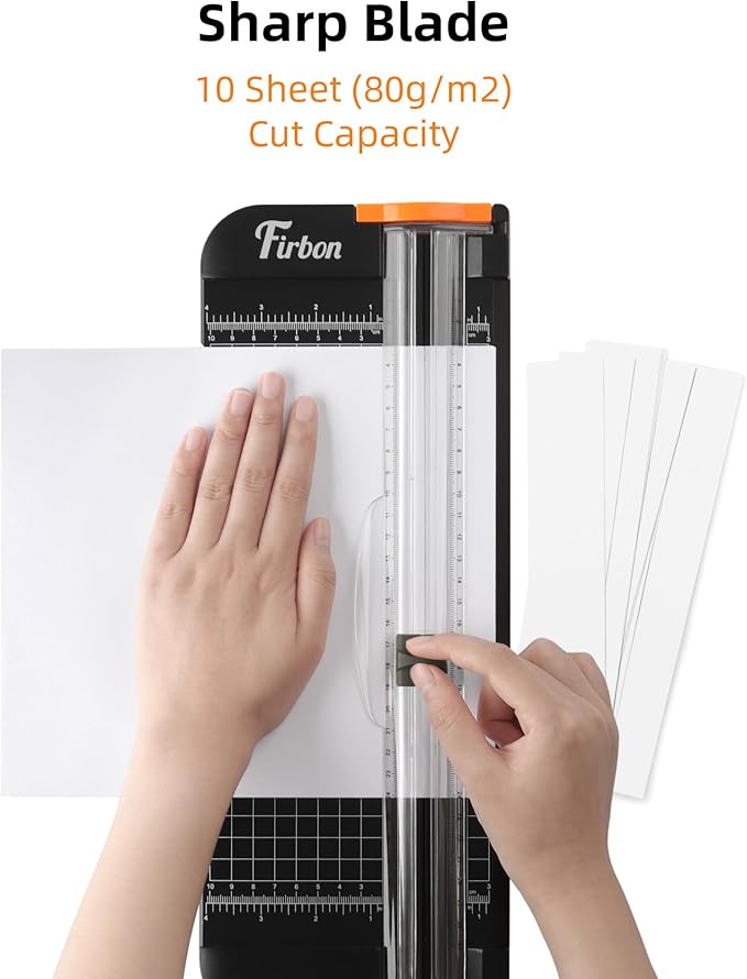 Firbon 2Pcs Refill Blades for A4 A5 Paper Cutter, Spring-Loaded Safeguard Design Replacement Blade for Paper Trimmers (Black)